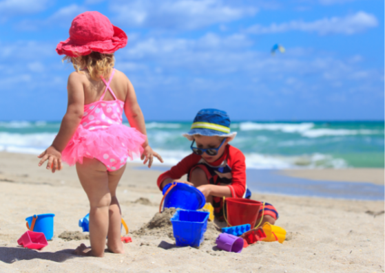 Kids playing on beach